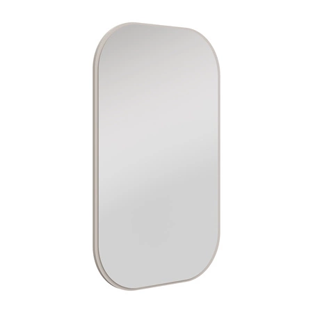 Lustro wiszące Ovalio 68 cm beżowe funkcjonalny dodatek do toaletki przedpokoju oraz garderoby lustro o nietypowym kształcie