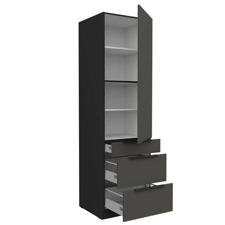 Słupek kuchenny Aversa Bl 60 DKS-210 3S 1F szafka kuchenna odporna na uszkodzenia wykończenie frontów w technologii anti fingerprint