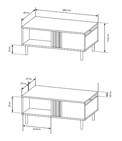 Stolik kawowy Merano dąb artisan / antracyt stolik z szufladą nowoczesny design blat odporny na rozlane ciecze