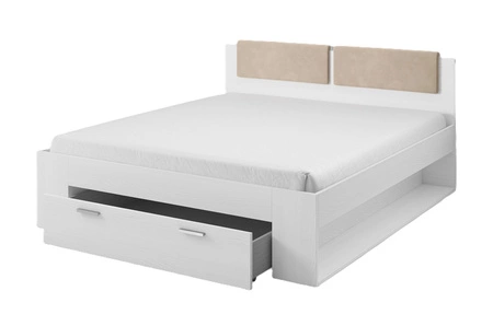 Łóżko z szufladą Galaxy 180x200 cm abisko ash to idealne łóżko do sypialni z częściowo tapicerowanym zagłówkiem