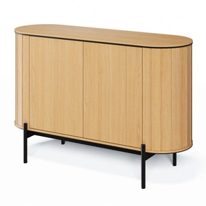 Komoda Rotto 124 cm dąb vincenza nowoczesny design komody o owalnym kształcie bezuchwytowy system otwierania push to open