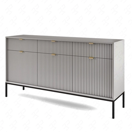 Komoda z szufladami Lovro 154 cm szara nowoczesny design zachwyci miłośników wyrazistych wnętrz