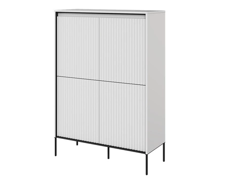 Komoda wysoka Trend 98 cm biała elegancka i stylowa komoda o wyjątkowym charakterze ryflowane fronty z oświetleniem LED