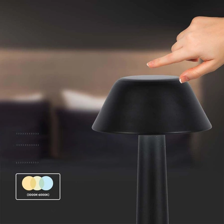 Lampka nocna Orbe czarna 1W 3000K-6000K stylowy design solidne wykonanie lampka LED metalowa konstrukcja funkcja zmiany barwy światła