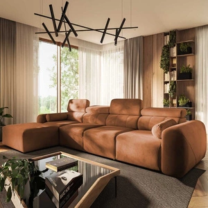 Narożnik z funkcją spania Cantare XII ceglasty lewostronny estetyczny i niezwykle komfortowy narożnik z pojemnikiem na pościel