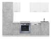 Zestaw mebli kuchennych z blatem Toni 270 cm biały / jasny beton komplet kuchenny doskonale prezentuje się w nowoczesnych wnętrzach