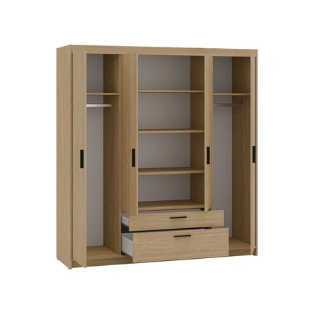 Szafa Rene 176 cm dąb olejowany stylowy design pojemna szafa do garderoby o klasycznej formie wyposażona w duże szuflady