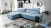 Narożnik z funkcją spania Dafni błękitny lewostronny velvet komfort i funkcjonalność podczas codziennego wypoczynku
