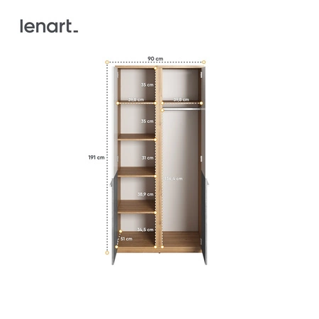 Zestaw mebli Plano dąb nash / biały / beton stylowy design zestaw mebli w modnej kolorystyce idealne meble do pokoju młodzieżowego