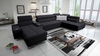 Narożnik z funkcją spania Dafni V czarny lewostronny pleciony wygodny i komfortowy narożnik z regulowanymi zagłówkami