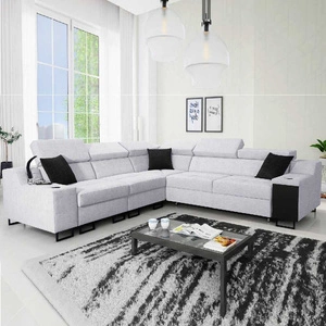 Narożnik z funkcją spania Alcamo III szary popiel lewostronny funkcjonalny narożnik z szufladą w boczku dwa pojemniki na pościel