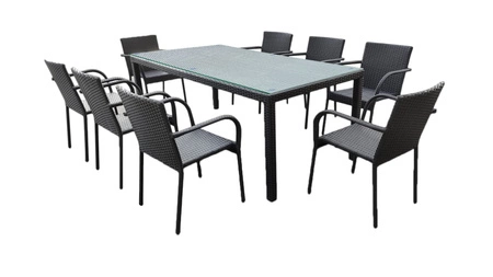 Zestaw mebli ogrodowych Sottile czarny duży zestaw mebli technorattanowych wygodna konstrukcja doskonała ozdoba każdego ogrodu