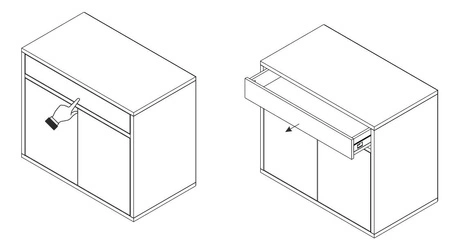 Zestaw mebli do salonu Yugo w kolorze szary popiel / biały połysk asymetryczne bryły tworzące nowoczesne i funkcjonalne aranżacje