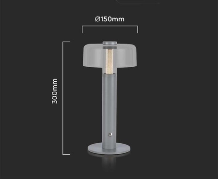 Lampka nocna Dapper szara 1W 3000K elegancka lampa o wielu zastosowaniach idealna do sypialni biura i salonu metalowa podstawa