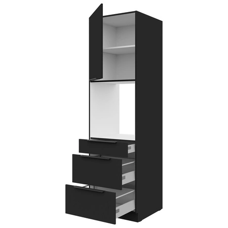 Słupek kuchenny Black 60 DPS-210 3S 1F szafka z szufladami do zabudowy piekarnika odporna na działanie wilgoci metalowe uchwyty