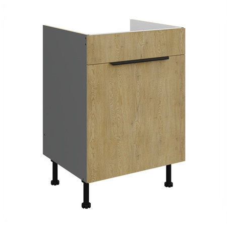 Zestaw mebli kuchennych Corsico 260 cm eleganckie szafki kuchenne o modnej i naturalnej kolorystyce metalowe uchwyty krawędziowe