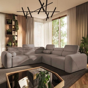 Narożnik z funkcją spania Cantare III ciemny beż prawostronny komfortowy i stylowy narożnik do salonu dwa pojemniki na pościel