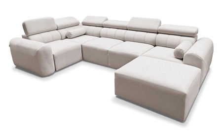 Narożnik z funkcją spania Cantare IV ciemny beż prawostronny starannie wykonany narożnik do salonu zapewnia komfort i wygodę