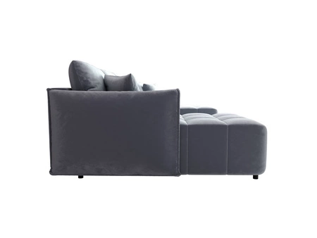 Narożnik z funkcją spania Oroso U błękitny pojemnik na pościel miękka tkanina typu velvet z powłoką hydrofobową ozdobne pikowania