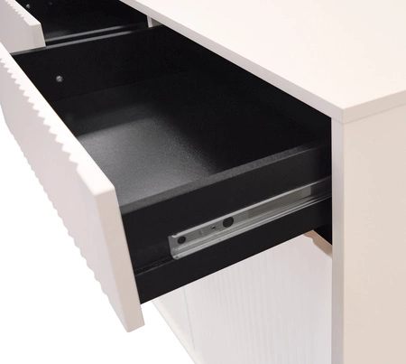 Komoda z szufladami Osaka 100 cm beżowa / czarny minimalistyczny design doskonała propozycja komody do salonu i sypialni gustowny ryflowany front