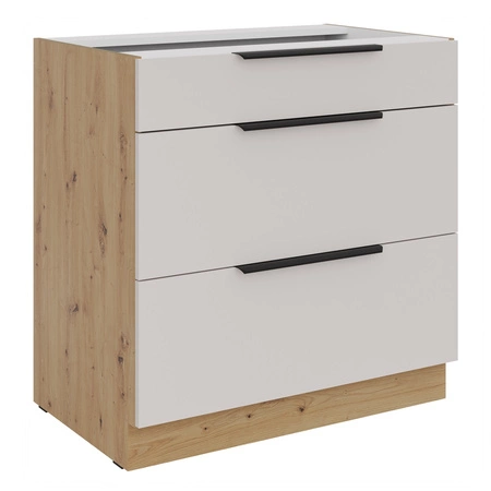 Szafka kuchenna stojąca z szufladami Soela 80 D 3S BB metalowe uchwyty krawędziowe szafka odporna na działanie wilgoci i uszkodzenia