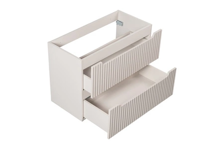 Szafka pod umywalkę Nova 80 cm beżowa designerska szafka z ryflowanymi frontami i frezowanymi uchwytami pojemne szuflady