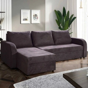 Narożnik z funkcją spania Scarlo czarny uniwersalny w ustawieniu narożnik do salonu wykonany z wytrzymałej welurowej tkaniny