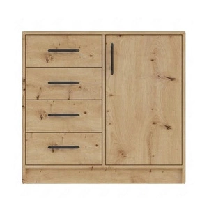 Komoda z szufladami Caspe 90 cm dąb artisan nowoczesny design mebla obrzeża komody wykończone specjalną okleiną ABS