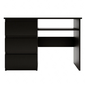 Biurko z szufladami Flexi 110 cm czarne uniwersalne biurko z możliwością montażu szuflad z obu stron dekoracyjne ryflowane fronty