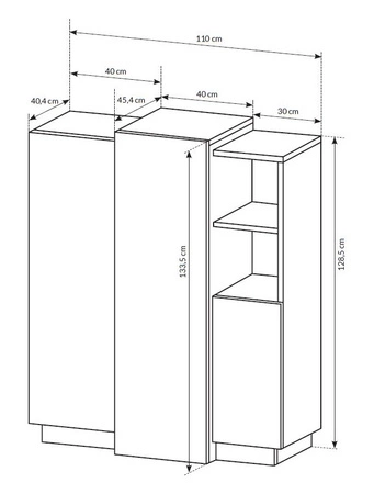 Komoda Space 110 cm biały / dąb craft złoty modernistyczny design i nowoczesna forma mebla system push to open