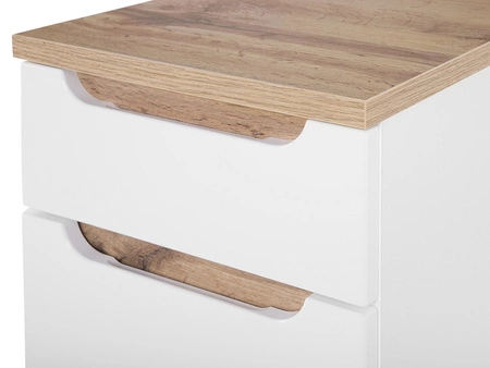 Szafka łazienkowa Bali 35 cm biały połysk / dąb wotan szafka do łazienki z szufladą odporna na uszkodzenia i działanie wilgoci