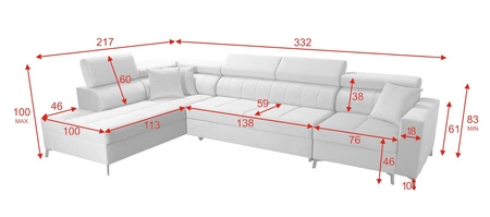 Narożnik z funkcją spania Nausa X granatowy lewostronny narożnik z dwoma pojemnikami na pościel wykonanie z tkaniny typu velvet