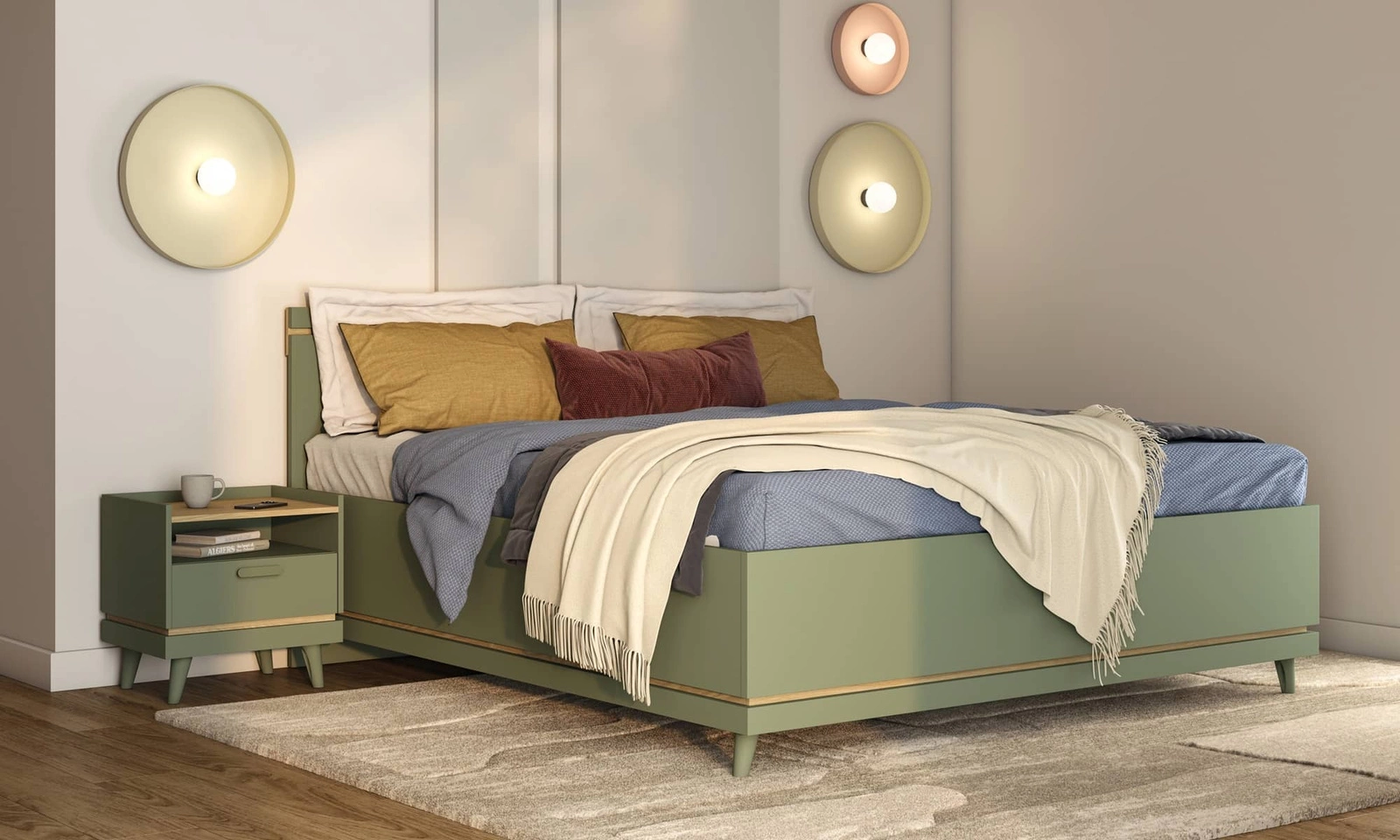 Łóżko z pojemnikiem Scandia 180x200 cm w kolorze zielonym