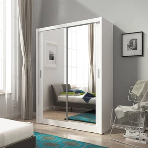 Szafa przesuwna Miko II 150 cm biała nowoczesna szafa idealna do garderoby sypialni lub przedpokoju