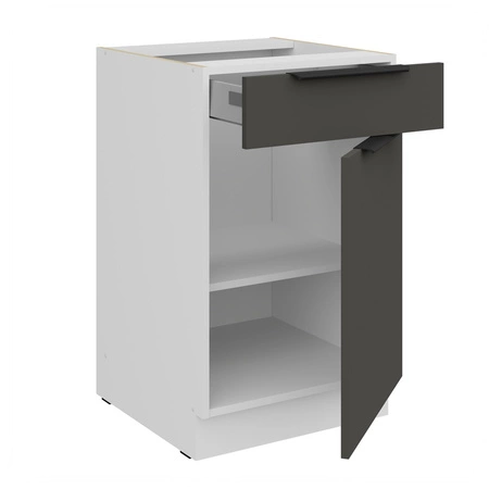 Szafka kuchenna stojąca z szufladą i półką Aversa Wh 50 D 1F 1S BB fronty szafki kuchennej wykończone w technologii anti fingerprint