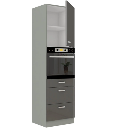 Słupek kuchenny Grey 60 DPS-210 3S 1F szafka z szufladami do zabudowy piekarnika odporna na parę wodną wysoką temperaturę i rozlane ciecze