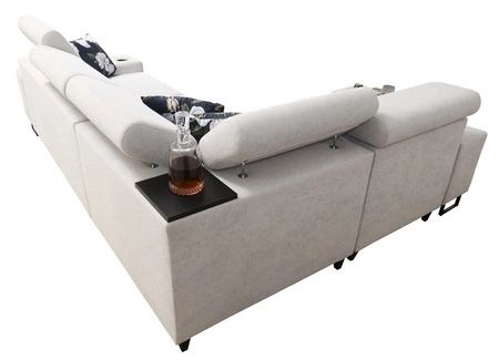 Narożnik z funkcją spania Flavio II szary / grafitowy lewostronny wygodny narożnik rozkładany otwierany barek w boczku mebla