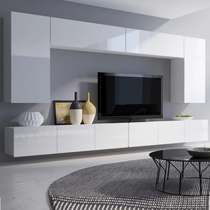 Meblościanka Apulia XIII biały połysk wyjątkowo stylowa meblościanka proste bryły wpisujące się w każde wnętrze