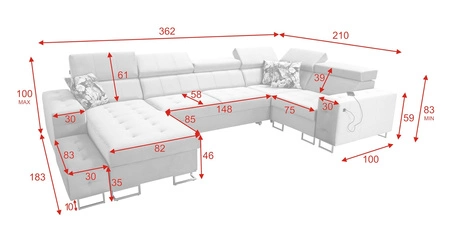 Narożnik z funkcją spania Hampton IV morski lewostronny funkcjonalny narożnik z dostawką która sprawdzi się jako podnóżek
