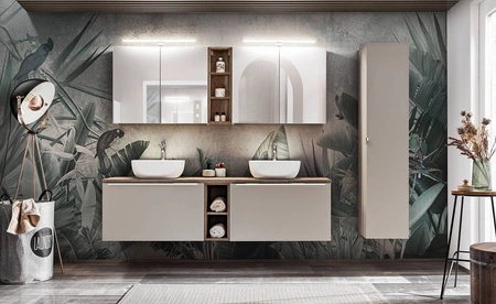 Szafka łazienkowa wisząca z lustrem Santa Fe 60 cm szary krzemowy elegancka szafka doskonale uzupełniająca aranżację łazienki