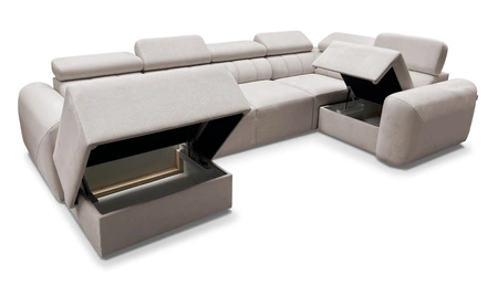 Narożnik z funkcją spania Cantare IV ciemny beż lewostronny starannie wykonany narożnik do salonu zapewnia komfort i wygodę
