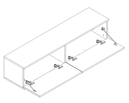 Szafka RTV Luxury 135 cm biała elegancki design stylowy ryflowany front korpus zwieńczony złotą listwą czarne metalowe nogi