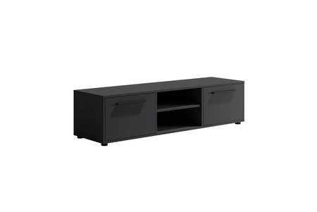 Szafka RTV Maxione 150 cm czarna prosta konstrukcja szafka pod telewizor z półką minimalistyczny i uniwersalny design