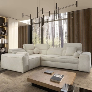 Narożnik z funkcją spania Viano II kremowy lewostronny designerski narożnik rozkładany idealnie wpisujący się w nowoczesne aranżacje