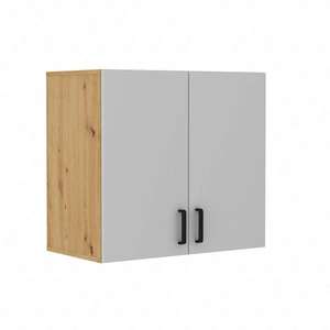 Szafka wisząca z drzwiami Makana 80 cm dąb artisan / jasny szary funkcjonalny mebel do biura gabinetu lub pokoju młodzieżowego