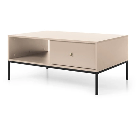 Stolik kawowy Mono beżowy z szufladami minimalistyczny design blat odporny na rozlane ciecze