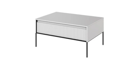 Stolik kawowy Trend biały nowoczesny i elegancki design stolik z charakterystycznym ryflowanym frontem osadzony na metalowych nogach