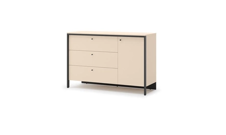 Komoda z szufladami Enna 136 cm beżowy / czarny funkcjonalna i pojemna komoda z klimatycznym oświetleniem LED idealna do sypialni