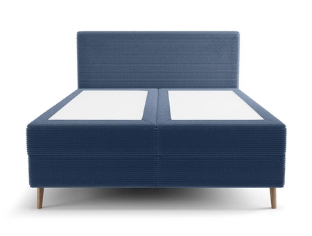Łóżko kontynentalne Totti 180x200 niebieskie stylowe łóżko z pojemnikiem na pościel trójwymiarowa tkanina o wyrazistych prążkach