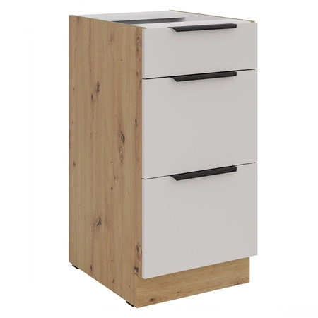 Szafka kuchenna stojąca z szufladami Soela 40 D 3S BB metalowe uchwyty krawędziowe szafka odporna na działanie wilgoci i uszkodzenia